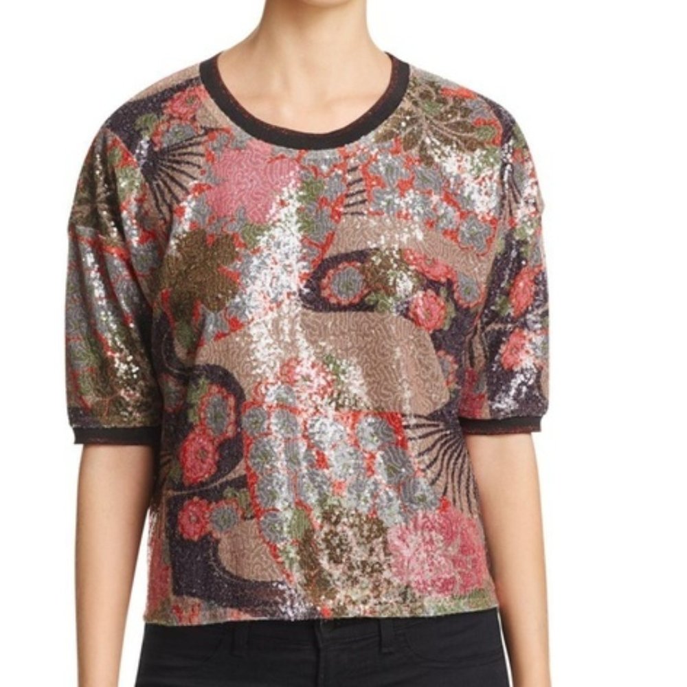 Scotch & Soda Floral Sequin Top